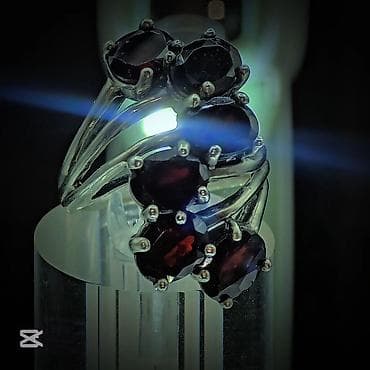 Кольцо, Серебро, Гранат, 5.00+ карат — 2