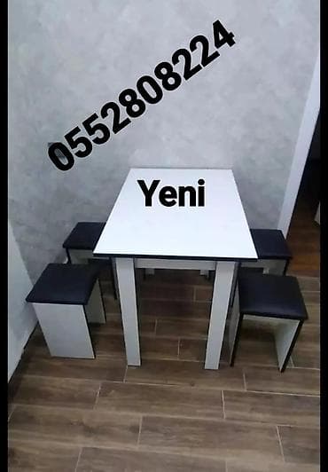 mini manqal: Mətbəx üçün, Yeni, Açılmayan, Dördbucaq masa, 4 stul — 9