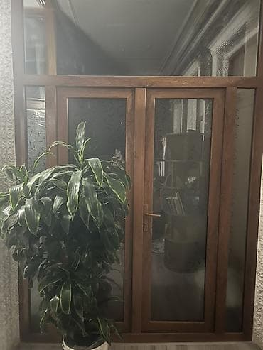 PVC plastik qapı-pəncərə dəsti - Material: ağac naxışlı PVC profil -