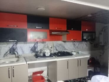 ucuz metbext mebeli: Mətbəx mebeli dəsti - Üst modullar: qırmızı-qara rəngli, bir neçə — 6