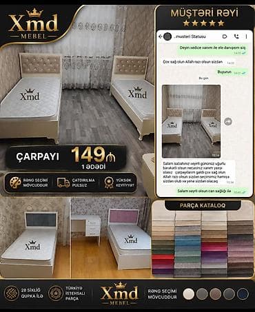Xmd Mebel – Tək nəfərlik çarpayı - Ölçü: 90x200 sm (standart tək