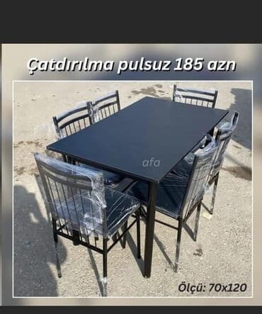 stul ev ucun: Mətbəx üçün, Açılmayan, Dördbucaq masa, 4 stul — 8