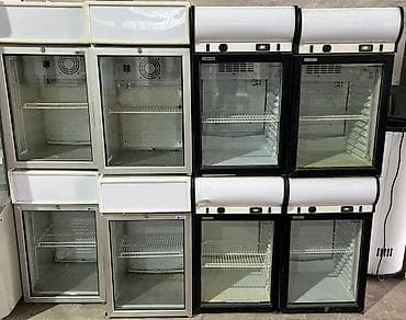 İşıqlı soyuducu vitrinlər, içərisində məhsulları səliqəli şəkildə