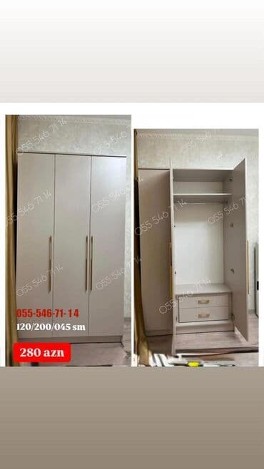 paltar sərən: Açılan, 3 qapılı Düz dolab, Qarderob, paltar dolabı — 1