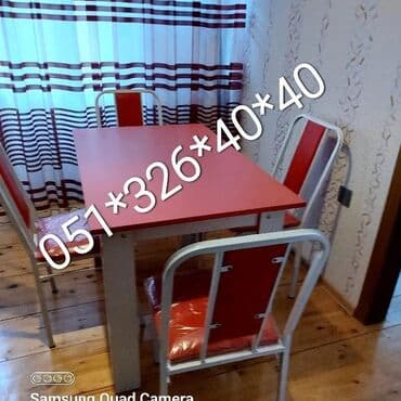 Masa və oturacaq dəstləri: Qonaq otağı üçün, Yeni, Açılan, Dördbucaq masa, 4 stul — 28