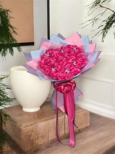 nərgiz gülü satışı: Gül buketləri – ECLAT_ROSE dizaynı - Tərkib: sıx şəkildə yığılmış — 4