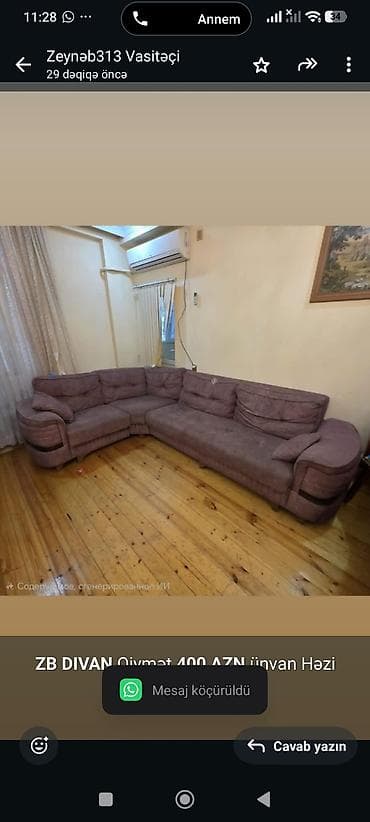 *ZB* *DIVAN* Qiymət *400 AZN* ünvan Həzi Aslanov