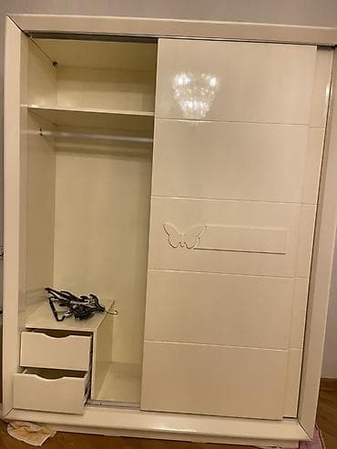 dodo mebel: İşlənmiş, 2 qapılı, Siyirməli, Ağ, Kupe, Düz dolab — 1