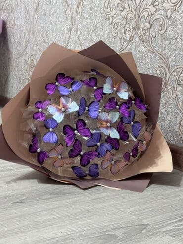 Akkumulyatorlar: LED işıqlı “Kəpənək” buket - Dekorativ buke kompozisiyası: şəffaf — 2