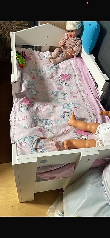 intex matras: Uşaq çarpayısı – ev formasında başlıq dizaynı ilə - Rəng: ağ - — 1