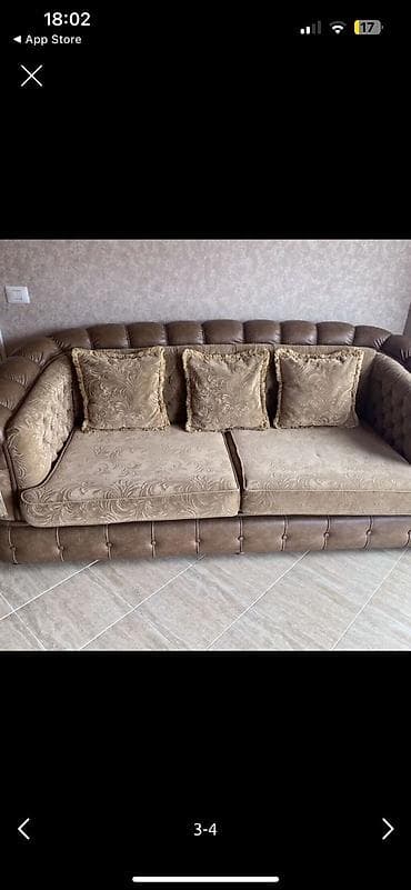 ucuz divan satilir: Klassik üslubda yumşaq mebel dəsti - Tərkib: 3 yerlik divan, 2 ədəd — 4
