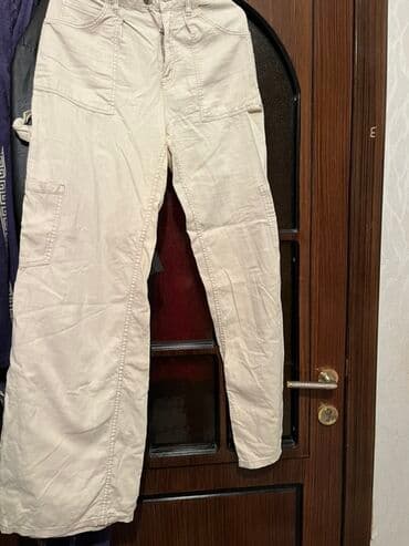 Ağ rəngli qadın şalvarları dəsti - Model 1: Bej-ağ tonlu karqo