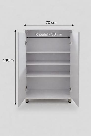 qab dolabi: Ağ rəngli 2 qapılı şkaf - Ölçülər: hündürlük 1.10 m, en 70 sm - — 2