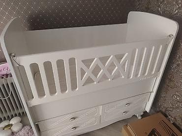 Для девочки и мальчика, Новый, Четырехугольная, Колыбель, Без бортиков, С матрасом, Без механизма качания — 2