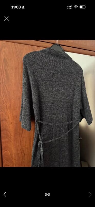 Нижнее белье: Tünd boz rəngdə trikotaj paltar/sviter-tunik. - Model: düz kəsimli — 5