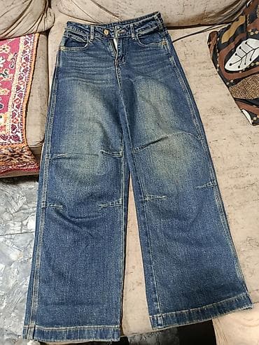 liko design: Geniş kəsimli mavi cins şalvar 27 bedendi bu şalvardan 2 eded var — 1