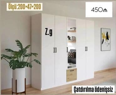 paltar şkafı qiyməti: Açılan, 4 qapılı Düz dolab, Qarderob, paltar dolabı — 1