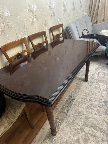 gulməxmər parcalar: Qonaq otağı üçün, Açılan, Dördbucaq masa, 6 stul — 1