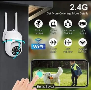 data kart: 2.4G WiFi Təhlükəsizlik Kamerası – Rəng: Ağ - 1080P Full HD — 5