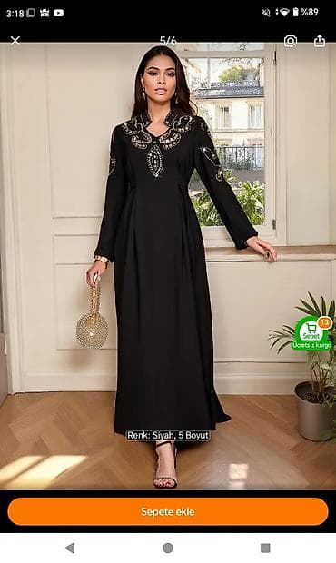 Qara rəngdə zərli detallı uzun don - Rəng: Siyah (qara) 2xl 44 razmer