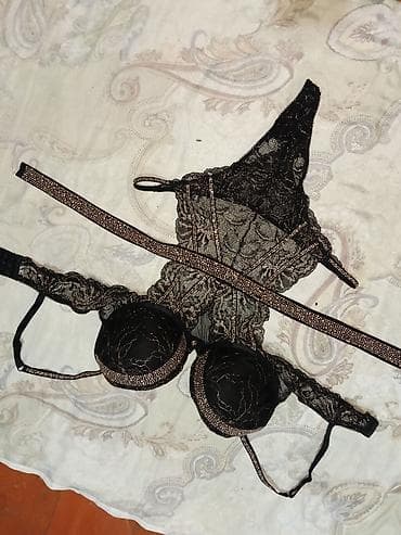 qadın alt: Qara krujeva bədən korsu və push-up sinəlik dəsti - Rəng: qara — 4