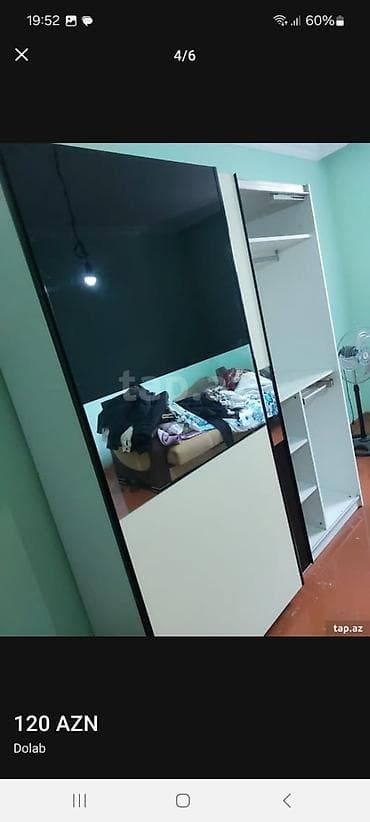 paltar dolab: 2 qapılı, Güzgülü, Ağ, Digər material, Kupe, Düz dolab — 4