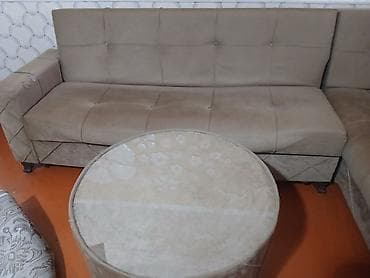 divan ortusu: Künc divan dəsti – yumşaq parça üzlü - Model: L formalı künc divan - — 3