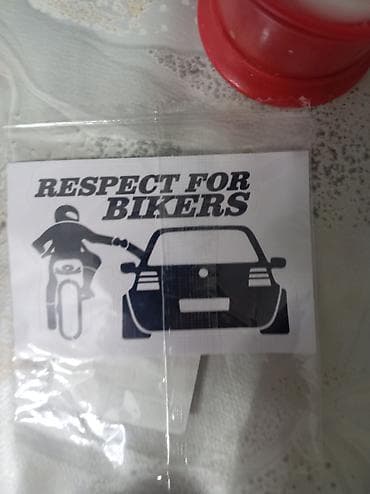 Avtomobil/Motosiklet stikeri – “Respect for Bikers” - Dizayn: qara-ağ