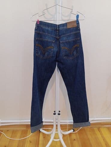 Kia: Kişi cins şalvarı - Rəng: klassik tünd-mavi (yüngül solğun effektli) — 2