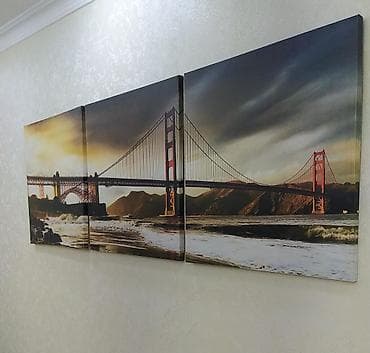 pileken sekilleri: Üç parçalı divar tablo seti – Golden Gate körpüsü mənzərəsi — 2