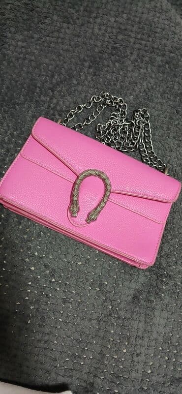 сумка на плечо: Çiyin çantası – çəhrayı - Material: toxumalı (süni dərini xatırladan) — 1