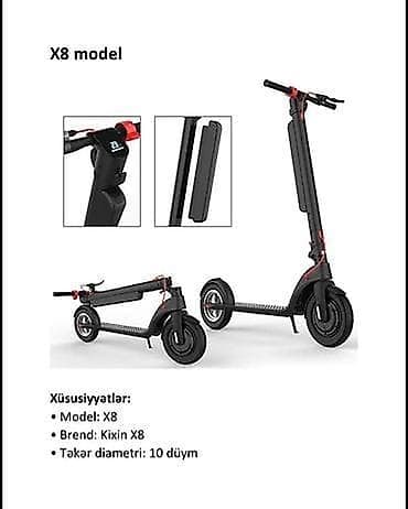 Elektrik nəqliyyatı: Yeni Elektrik samokat 10", 251 - 350 Vt, 26 - 35 km/s, Pulsuz çatdırılma — 3