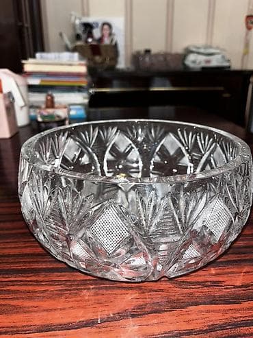 Kəsim naxışlı şüşə/kristal meyvə qabı (kasə) - Material: qalın — 1