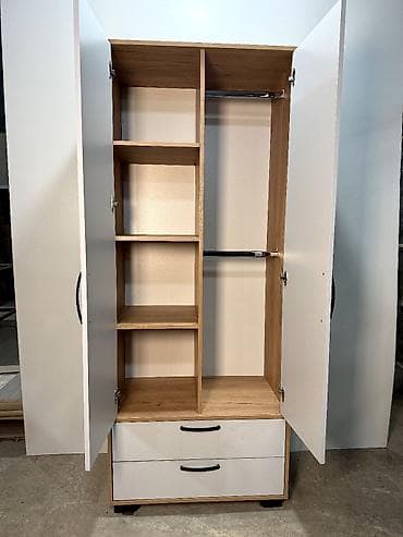 ucuz dolab: Yeni, 2 qapılı, Siyirməli, Ağ, Digər material, Açılan, Düz dolab — 1