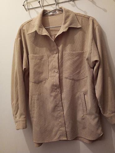 geyim kisi: Bej rəngli korduroy köynək-gödəkçə - Model: düyməli, düz kəsim - — 2