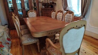 купить круглый стол в баку: Для гостиной, Б/у, Овальный стол, 8 стульев — 3