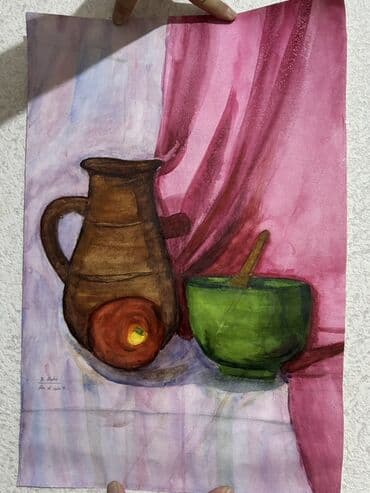 natürmort şəkilləri: Akvarel natürmort tablo - Texnika: akvarel - Mövzu: klassik natürmort — 1