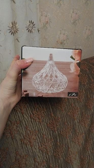 Şəkilli şüşə qapaqlı şirniyyat qabı - Material: şəffaf şüşə - Dizayn — 2