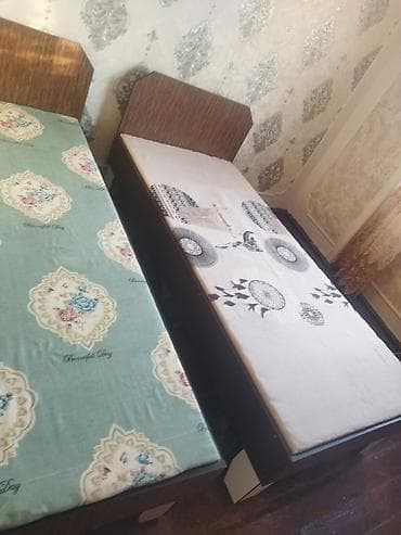 yorgan doşək: Yataq otağı mebel dəsti - 2 ədəd tək nəfərlik çarpayı: taxta karkas — 3