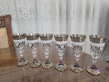 gumus qab: Qədəhlər, rəng - Gümüşü, Şüşə, 12 ədədli dəst — 2