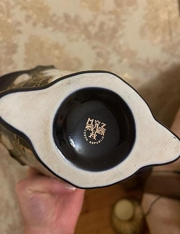 qara sam: Çex istehsalı MZ (Czech Republic) markalı royal qara-qızılı porselen — 2