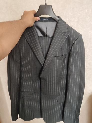kisi geyim: Klassik zolaqlı kişi kostyumu – Bedley (Made in Turkey) - Model: İki — 2