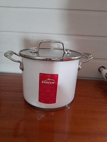 Qab-qacaq və mətbəx ləvazimatları: Qazan, rəng - Ağ, Paslanmayan polad, 2,5 bucket volume l, Lacor — 2