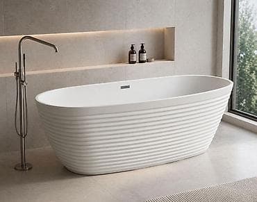 Müstəqil (freestanding) vanna – modern minimal dizayn - Oval forma