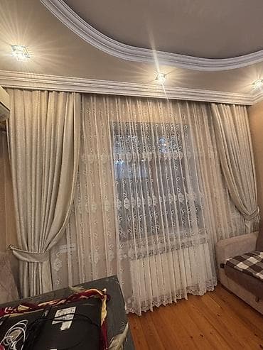 Klassik üslubda pərdə dəsti - Komplekt: qalın dekorativ pərdə + tül -