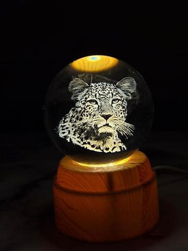 3D lazer oyma işıqlı şüşə kürə fırlanan Qiymət : 23 AZN🤩 - Şəffaf — 1