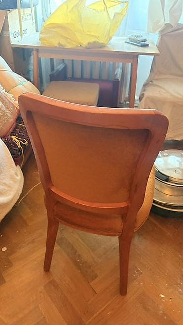 dekorativ masa: Yemək otağı üçün dəst: taxta masa və yumşaq oturacaqlı stullar - — 4