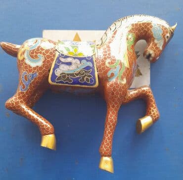 ваза для сладостей: Фигурка “Лошадь” — латунь и эмаль, техника клуазоне (Китай, XX век) — 1