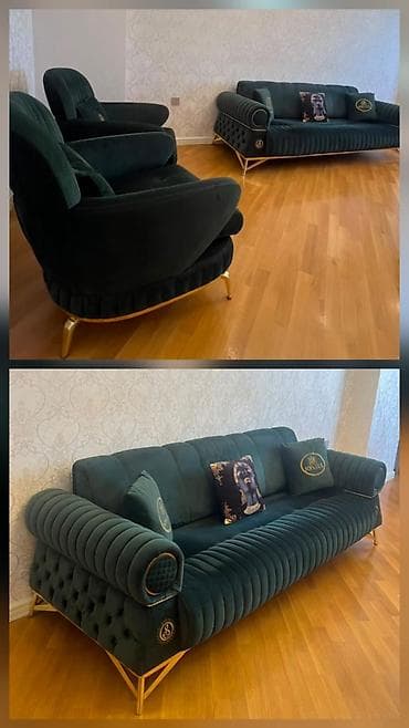 İşlənmiş, Divan, 2 kreslo, Açılan