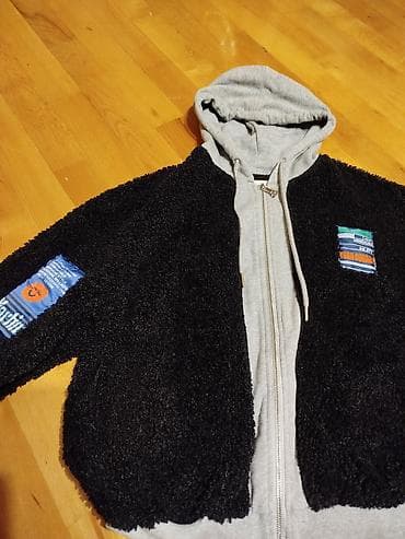 kişi jaketleri: Unisex ikiqat materiallı kapüşonlu jaket - Dizayn: Önü tam fermuarlı — 2